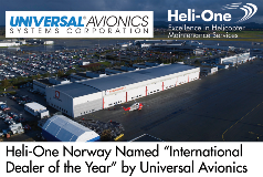 Heli-One Norway named “International Dealer of the Year” by Universal Avionics
