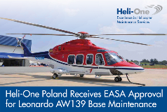 Heli-One Poland Receives EASA Approval for AW139 Base Maintenance