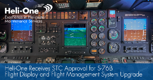 Heli-One Receives STC Approval For S-76B Flight Display and Flight Management System Upgrade