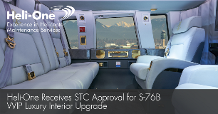 Heli-One Receives STC Approval For S-76B VVIP Luxury Interior Upgrade